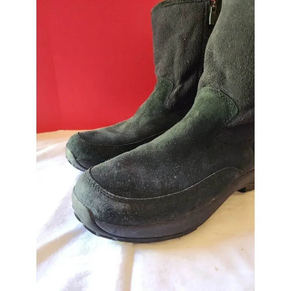 Ll Bean Black Ankle Boots Side Zipper Men's Size 10 M suede and fleece